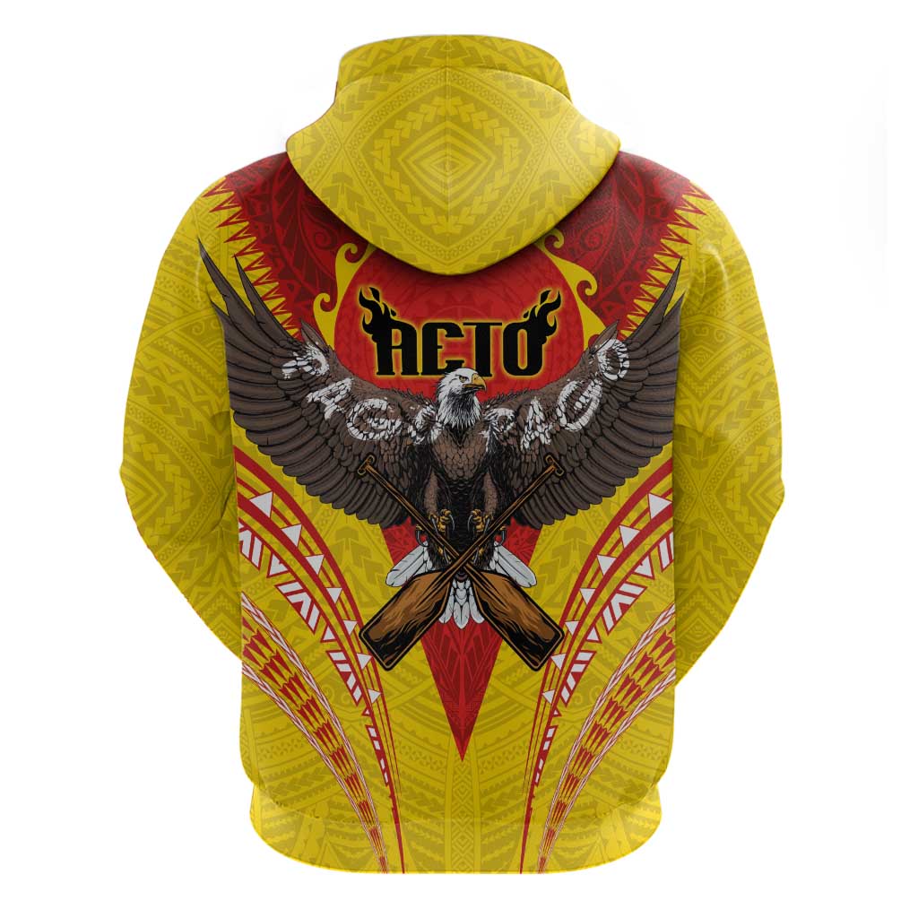 American Samoa Fautasi Race Zip Hoodie Pago Pago-Aeto Samoan Tattoo and Eagle LT03 - Polynesian Pride