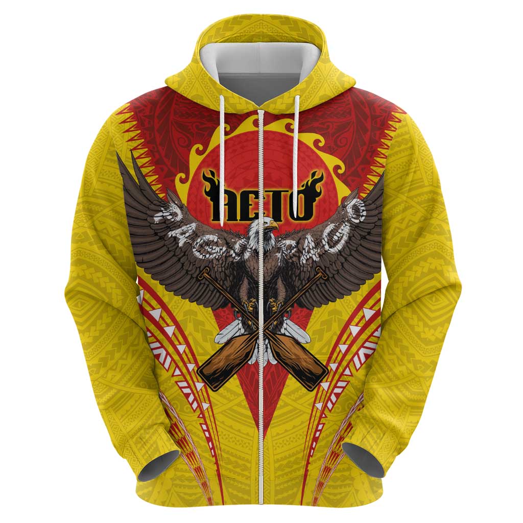 American Samoa Fautasi Race Zip Hoodie Pago Pago-Aeto Samoan Tattoo and Eagle LT03 - Polynesian Pride