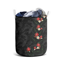 Hawaiian Taro Leaves-Hibiscus and Plumeria Laundry Basket Floral Tribal Tattoo Motif LT03 - Polynesian Pride