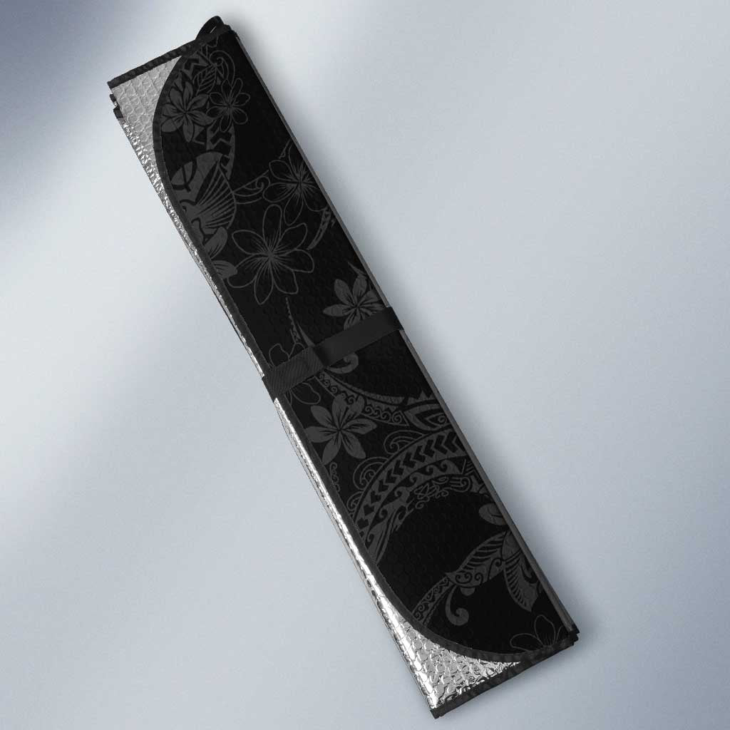 Hawaiian Taro Leaves-Hibiscus and Plumeria Auto Sun Shade Floral Tribal Tattoo Motif