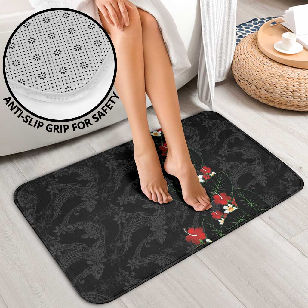Hawaiian Taro Leaves-Hibiscus and Plumeria Bathroom Set Floral Tribal Tattoo Motif LT03 - Polynesian Pride
