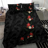 Hawaiian Taro Leaves-Hibiscus and Plumeria Bedding Set Floral Tribal Tattoo Motif LT03 - Polynesian Pride