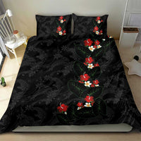 Hawaiian Taro Leaves-Hibiscus and Plumeria Bedding Set Floral Tribal Tattoo Motif LT03 - Polynesian Pride