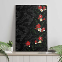 Hawaiian Taro Leaves-Hibiscus and Plumeria Canvas Wall Art Floral Tribal Tattoo Motif