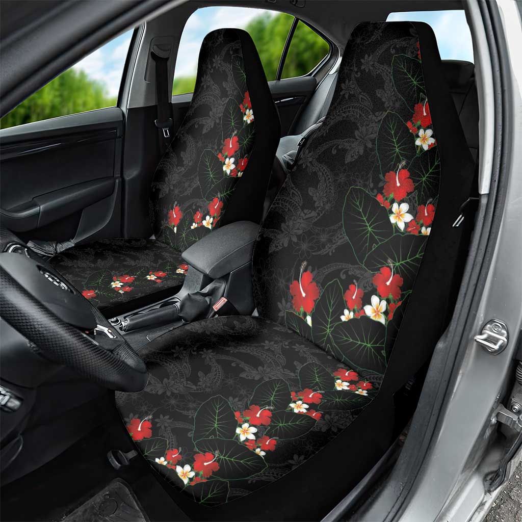 Hawaiian Taro Leaves-Hibiscus and Plumeria Car Seat Cover Floral Tribal Tattoo Motif LT03 - Polynesian Pride