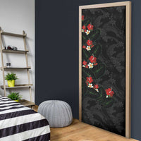 Hawaiian Taro Leaves-Hibiscus and Plumeria Door Cover Floral Tribal Tattoo Motif LT03 - Polynesian Pride