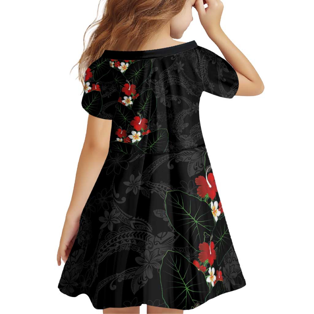 Hawaiian Taro Leaves-Hibiscus and Plumeria Family Matching Tank Maxi Dress and Hawaiian Shirt Floral Tribal Tattoo Motif LT03 - Polynesian Pride