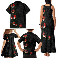 Hawaiian Taro Leaves-Hibiscus and Plumeria Family Matching Tank Maxi Dress and Hawaiian Shirt Floral Tribal Tattoo Motif LT03 - Polynesian Pride