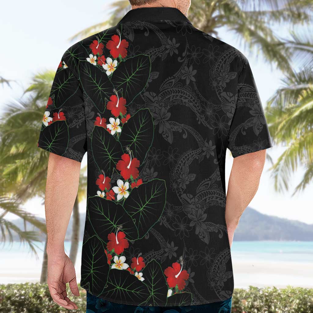 Hawaiian Taro Leaves-Hibiscus and Plumeria Hawaiian Shirt Floral Tribal Tattoo Motif LT03 - Polynesian Pride