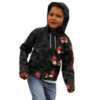 Hawaiian Taro Leaves-Hibiscus and Plumeria Kid Hoodie Floral Tribal Tattoo Motif LT03 - Polynesian Pride
