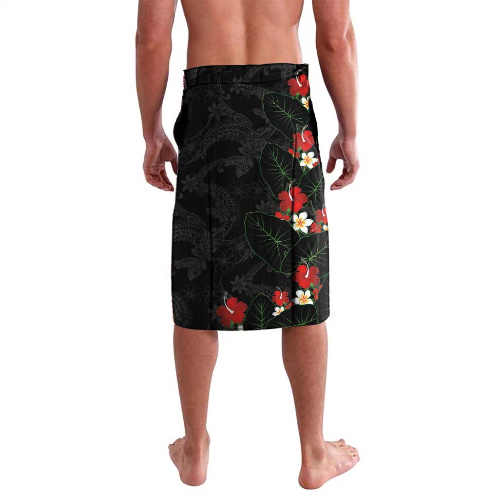 Hawaiian Taro Leaves-Hibiscus and Plumeria Lavalava Floral Tribal Tattoo Motif
