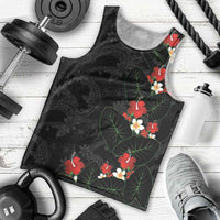 Hawaiian Taro Leaves-Hibiscus and Plumeria Men Tank Top Floral Tribal Tattoo Motif