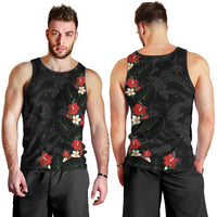 Hawaiian Taro Leaves-Hibiscus and Plumeria Men Tank Top Floral Tribal Tattoo Motif