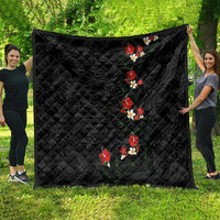 Hawaiian Taro Leaves-Hibiscus and Plumeria Quilt Floral Tribal Tattoo Motif