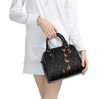 Hawaiian Taro Leaves-Hibiscus and Plumeria Shoulder Handbag Floral Tribal Tattoo Motif