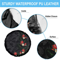 Hawaiian Taro Leaves-Hibiscus and Plumeria Spare Tire Cover Floral Tribal Tattoo Motif LT03 - Polynesian Pride