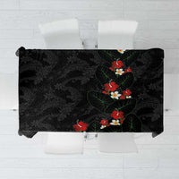 Hawaiian Taro Leaves-Hibiscus and Plumeria Tablecloth Floral Tribal Tattoo Motif LT03 Black - Polynesian Pride