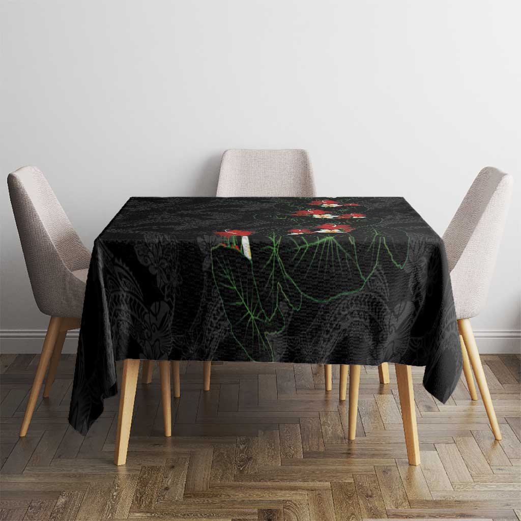Hawaiian Taro Leaves-Hibiscus and Plumeria Tablecloth Floral Tribal Tattoo Motif LT03 - Polynesian Pride