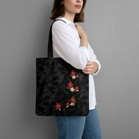 Hawaiian Taro Leaves-Hibiscus and Plumeria Tote Bag Floral Tribal Tattoo Motif