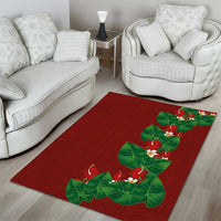 Hawaiian Taro Leaves-Hibiscus and Plumeria Area Rug Polynesian Art-Kakau Tattoo Red LT03 - Polynesian Pride