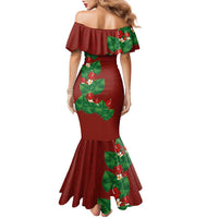 Hawaiian Taro Leaves-Hibiscus and Plumeria Family Matching Mermaid Dress and Hawaiian Shirt Polynesian Art-Kakau Tattoo Red LT03 - Polynesian Pride