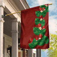 Hawaiian Taro Leaves-Hibiscus and Plumeria Garden Flag Polynesian Art-Kakau Tattoo Red LT03 House Flag Red - Polynesian Pride