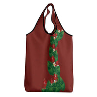 Hawaiian Taro Leaves-Hibiscus and Plumeria Grocery Bag Polynesian Art-Kakau Tattoo Red LT03 - Polynesian Pride