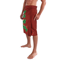 Hawaiian Taro Leaves-Hibiscus and Plumeria Lavalava Polynesian Art-Kakau Tattoo Red LT03 - Polynesian Pride