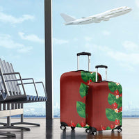 Hawaiian Taro Leaves-Hibiscus and Plumeria Luggage Cover Polynesian Art-Kakau Tattoo Red