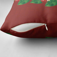 Hawaiian Taro Leaves-Hibiscus and Plumeria Pillow Cover Polynesian Art-Kakau Tattoo Red LT03 - Polynesian Pride