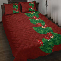 Hawaiian Taro Leaves-Hibiscus and Plumeria Quilt Bed Set Polynesian Art-Kakau Tattoo Red LT03 Red - Polynesian Pride