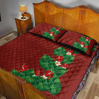 Hawaiian Taro Leaves-Hibiscus and Plumeria Quilt Bed Set Polynesian Art-Kakau Tattoo Red LT03 - Polynesian Pride