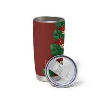 Hawaiian Taro Leaves-Hibiscus and Plumeria Tumbler Cup Polynesian Art-Kakau Tattoo Red