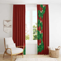 Hawaiian Taro Leaves-Hibiscus and Plumeria Window Curtain Polynesian Art-Kakau Tattoo Red LT03 - Polynesian Pride