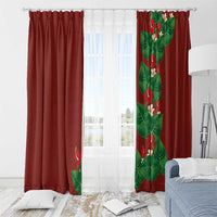 Hawaiian Taro Leaves-Hibiscus and Plumeria Window Curtain Polynesian Art-Kakau Tattoo Red LT03 - Polynesian Pride