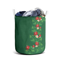 Hawaiian Taro Leaves-Hibiscus and Plumeria Laundry Basket Polynesian Art-Kakau Tattoo Green LT03 - Polynesian Pride