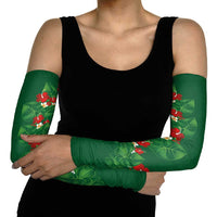 Hawaiian Taro Leaves-Hibiscus and Plumeria Arm Sleeves Polynesian Art-Kakau Tattoo Green LT03 - Polynesian Pride