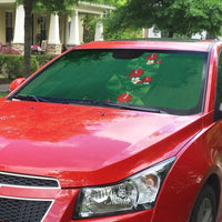 Hawaiian Taro Leaves-Hibiscus and Plumeria Auto Sun Shade Polynesian Art-Kakau Tattoo Green LT03 - Polynesian Pride
