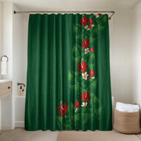 Hawaiian Taro Leaves-Hibiscus and Plumeria Bathroom Set Polynesian Art-Kakau Tattoo Green LT03 Shower Curtain Only Green - Polynesian Pride