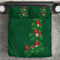 Hawaiian Taro Leaves-Hibiscus and Plumeria Bedding Set Polynesian Art-Kakau Tattoo Green LT03 Green - Polynesian Pride