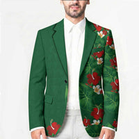 Hawaiian Taro Leaves-Hibiscus and Plumeria Blazer Polynesian Art-Kakau Tattoo Green LT03 - Polynesian Pride