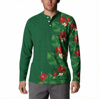 Hawaiian Taro Leaves-Hibiscus and Plumeria Button Sweatshirt Polynesian Art-Kakau Tattoo Green LT03 - Polynesian Pride