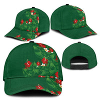Hawaiian Taro Leaves-Hibiscus and Plumeria Classic Cap Polynesian Art-Kakau Tattoo Green LT03 - Polynesian Pride