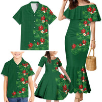 Hawaiian Taro Leaves-Hibiscus and Plumeria Family Matching Mermaid Dress and Hawaiian Shirt Polynesian Art-Kakau Tattoo Green LT03 - Polynesian Pride