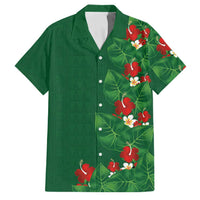Hawaiian Taro Leaves-Hibiscus and Plumeria Family Matching Summer Maxi Dress and Hawaiian Shirt Polynesian Art-Kakau Tattoo Green LT03 Dad's Shirt - Short Sleeve Green - Polynesian Pride