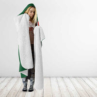 Hawaiian Taro Leaves-Hibiscus and Plumeria Hooded Blanket Polynesian Art-Kakau Tattoo Green