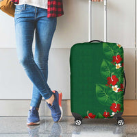 Hawaiian Taro Leaves-Hibiscus and Plumeria Luggage Cover Polynesian Art-Kakau Tattoo Green