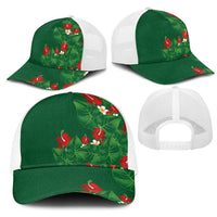 Hawaiian Taro Leaves-Hibiscus and Plumeria Mesh Trucker Cap Polynesian Art-Kakau Tattoo Green LT03 - Polynesian Pride