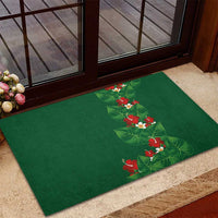 Hawaiian Taro Leaves-Hibiscus and Plumeria Rubber Doormat Polynesian Art-Kakau Tattoo Green LT03 - Polynesian Pride