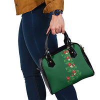 Hawaiian Taro Leaves-Hibiscus and Plumeria Shoulder Handbag Polynesian Art-Kakau Tattoo Green LT03 - Polynesian Pride